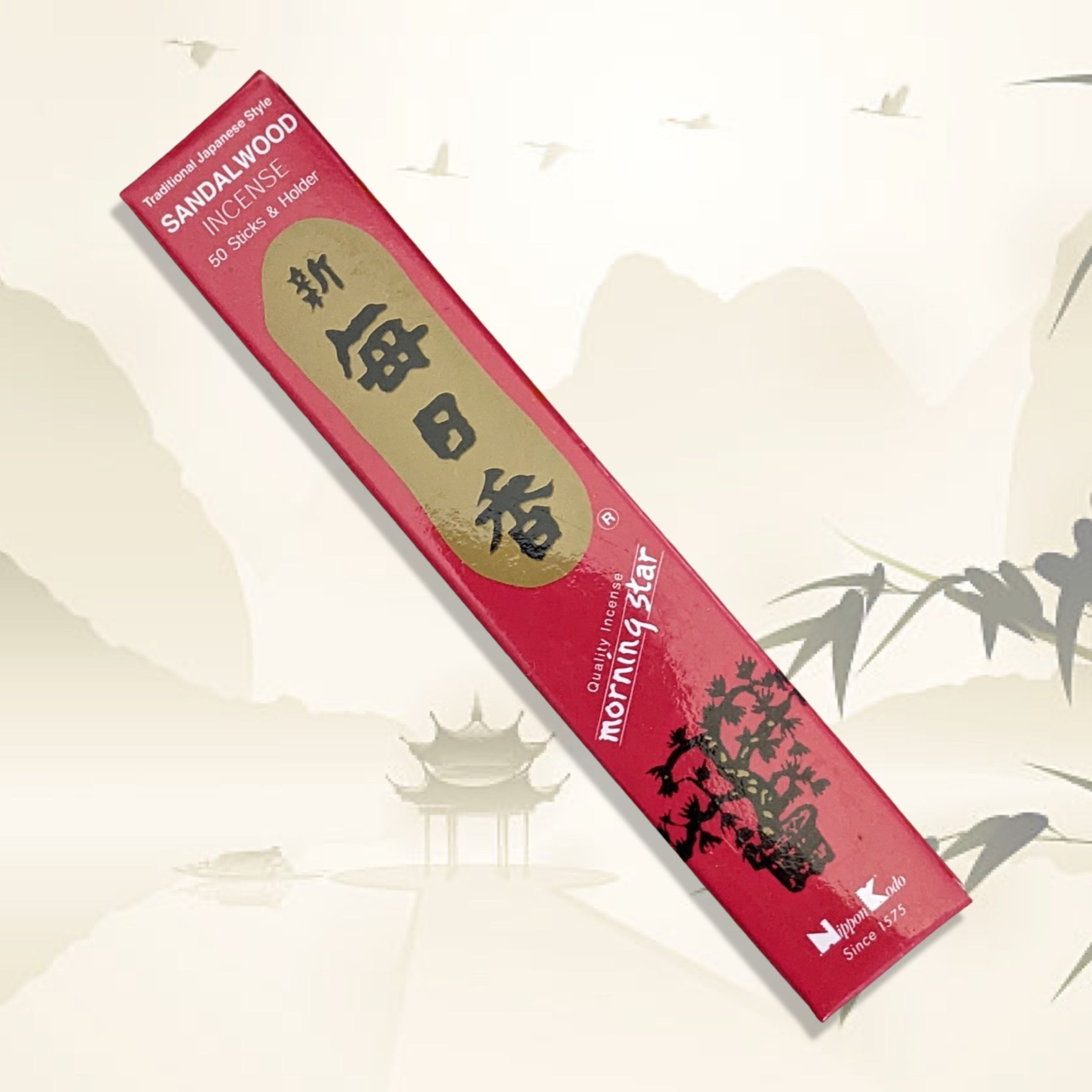 Morning Star Sandalwood Japanese Incense 50 Sticks Plus Holder