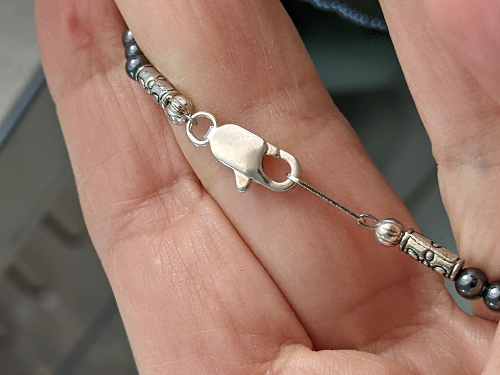 Thumbnail: Hematine Minimalist Choker Necklace Tiny 3mm Metallic Grey Beads Australia Made