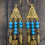 Thumbnail: Turquoise Multi Drop Earrings Feather Charms Gold Plated Pewter Made Australia