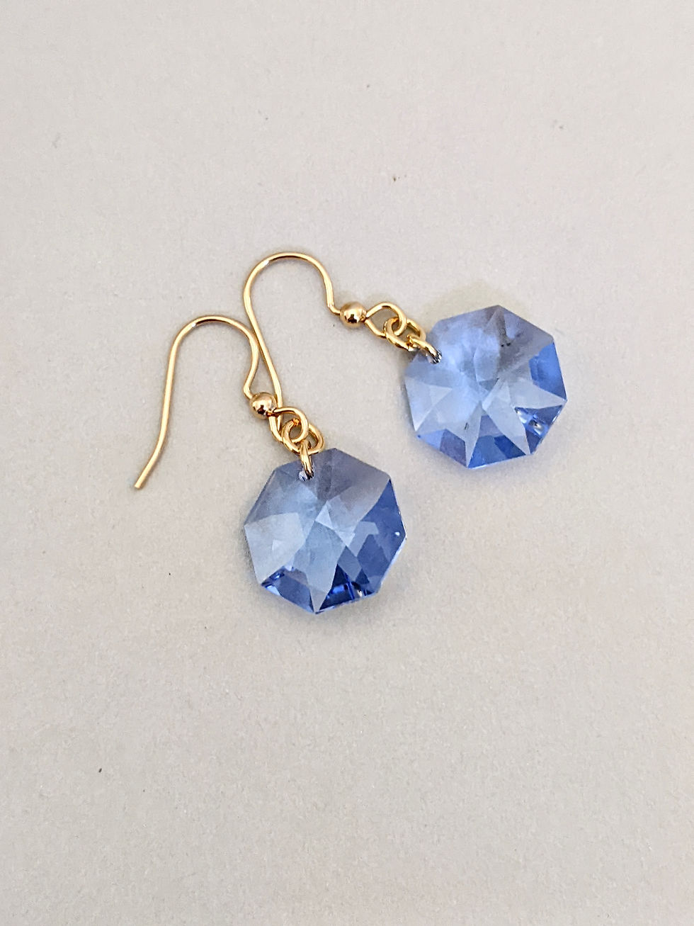 Thumbnail: Light Sapphire Earrings Made with Vintage Swarovski Octagons - Choose