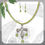 Thumbnail: Peridot Facet Glass Necklace Set Celtic Pendant Silver Tone Handmade Australia