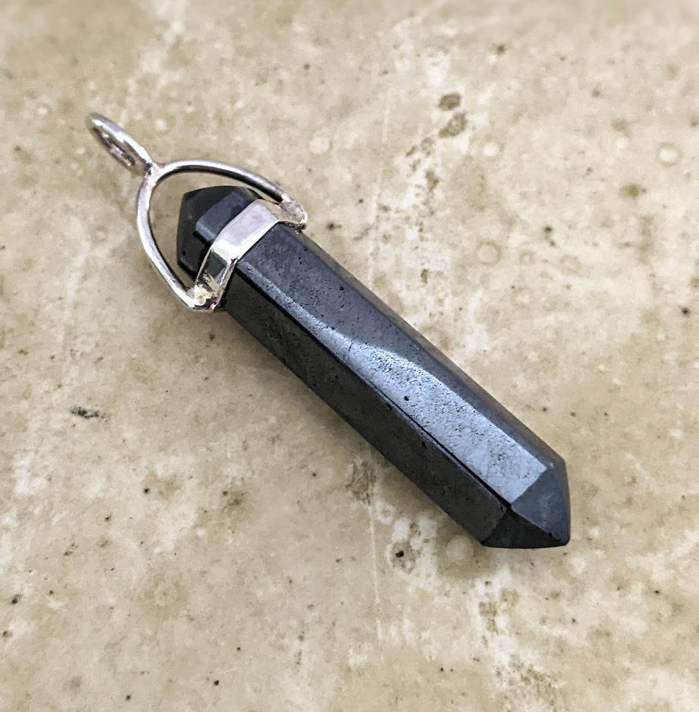Thumbnail: Hematite Double Terminated Generator Pendant 925 Sterling Silver Top