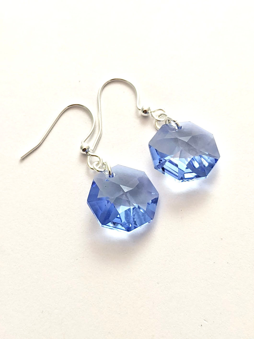 Light Sapphire Earrings Made with Vintage Swarovski Octagons - Choose