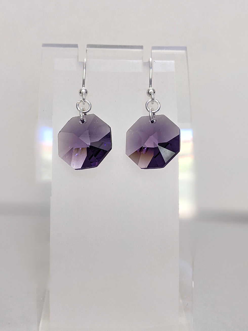 Thumbnail: Cardinal Amethyst Earrings Made with Vintage Swarovski Octagons - Choose Hooks
