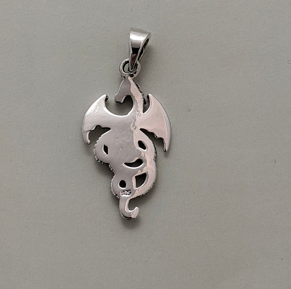 Thumbnail: Small Dragon Pendant Charm 925 Sterling Silver Fine Detail