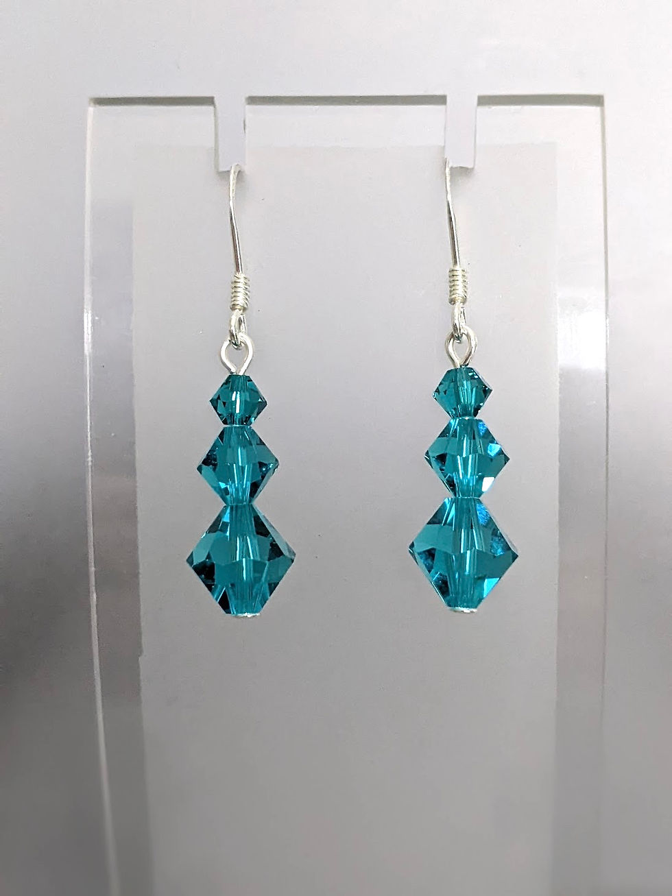 Thumbnail: Blue Zircon Austrian Crystal Earrings Made with Swarovski Sterling Hooks AUS