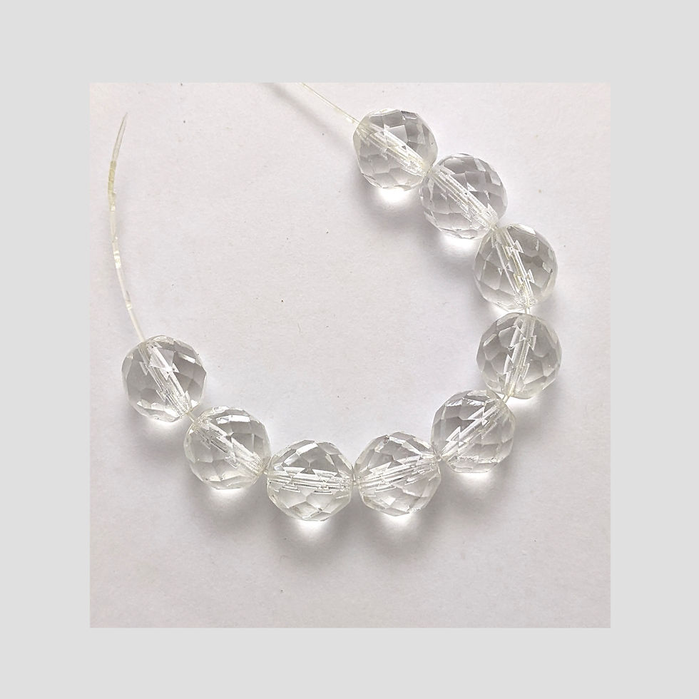 Thumbnail: 9pcs Clear Crystal Facet 12mm Beads Czech Fire-Polish Translucent Glass Round