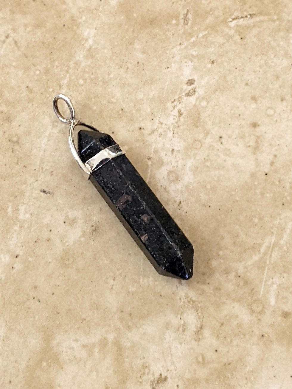 Thumbnail: Rare Nuummite Double Terminated Generator Pendant 925 Sterling Silver