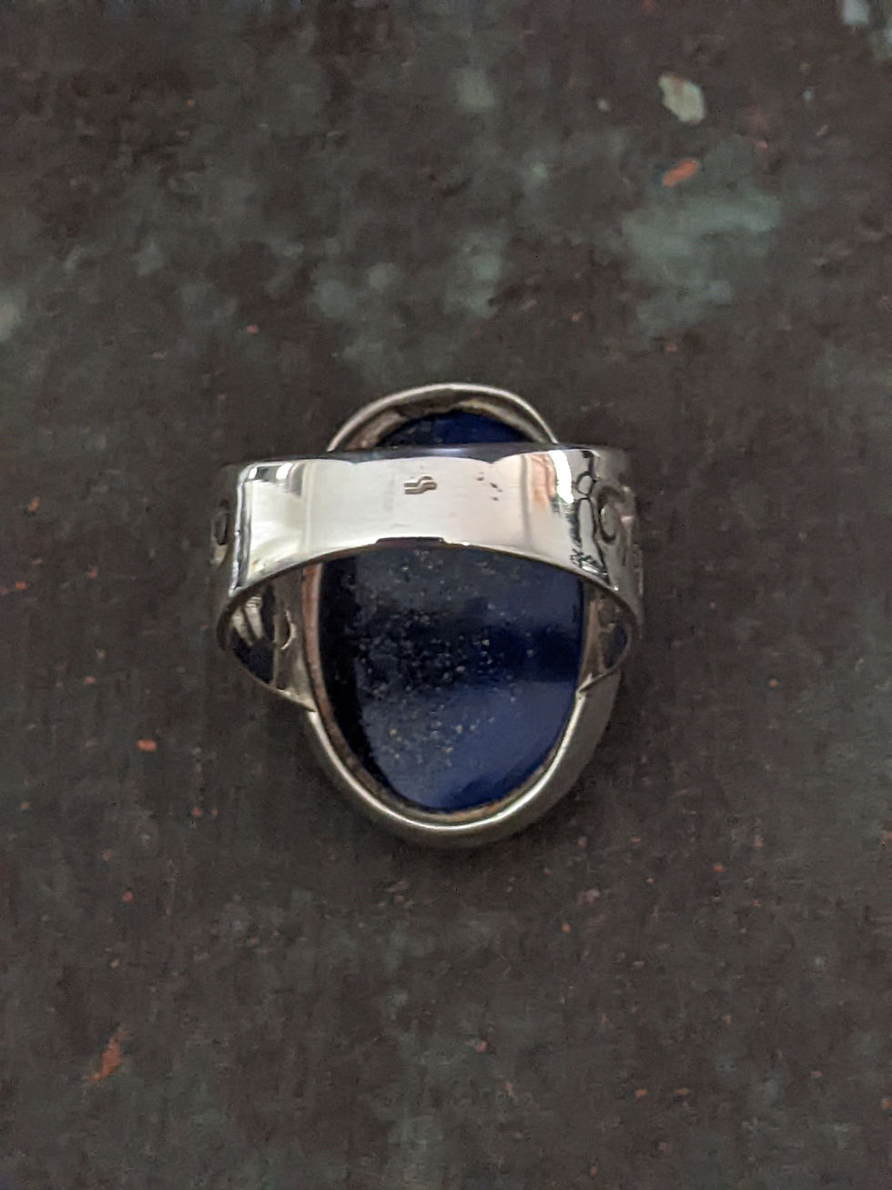 Thumbnail: Lapis Lazuli Designer Ring 925 Sterling Silver Facet Gem 9.6g Size 9 or R1/2