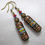 Thumbnail: Multicolour Black Gold Earrings Hand-Painted Glass Tube Mystic Gypsy Australian
