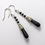 Thumbnail: Jet Black Earrings Glass Bead Dragons Tear Silver Tone 45mm Handmade Australian