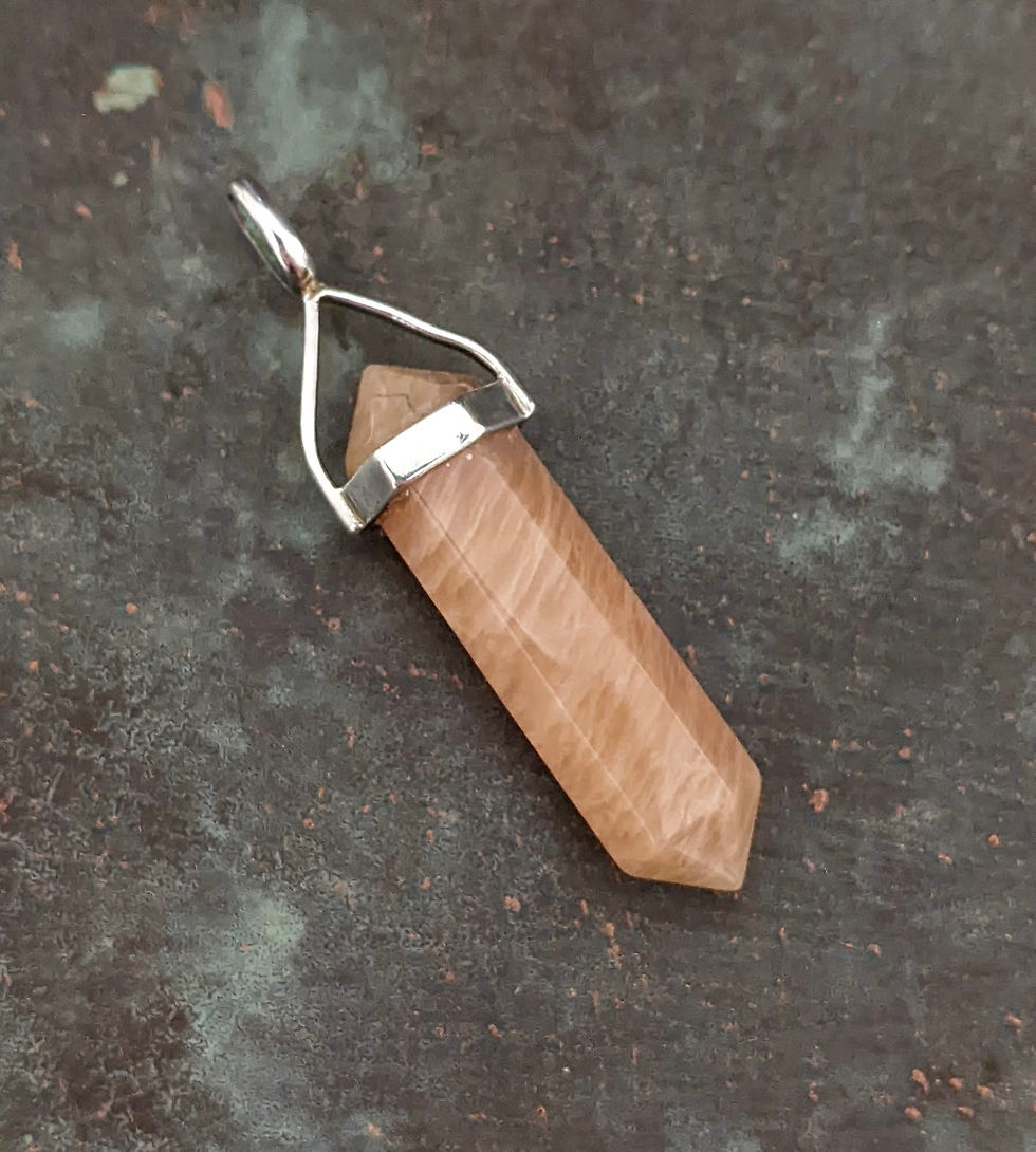 Thumbnail: Peach Moonstone Double Terminated Generator Pendant 925 Sterling Silver Top