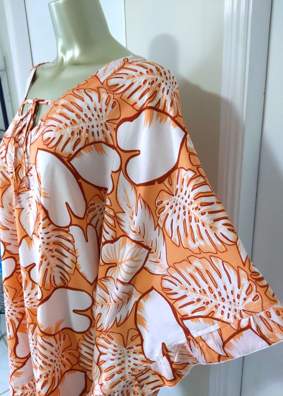 Thumbnail: Generous Relaxed Fit Batwing Top Short Dress Coral Apricot Colour Size 10 to 20
