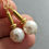 Thumbnail: White Crystal Pearl Earrings 10mm Round Gold Stainless Hooks Australian Made
