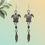 Thumbnail: Turtle Spirit Earrings with Feather in Silver Tone Metal Original Design
