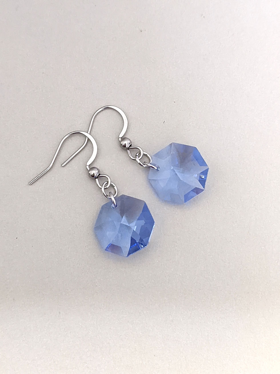 Thumbnail: Light Sapphire Earrings Made with Vintage Swarovski Octagons - Choose