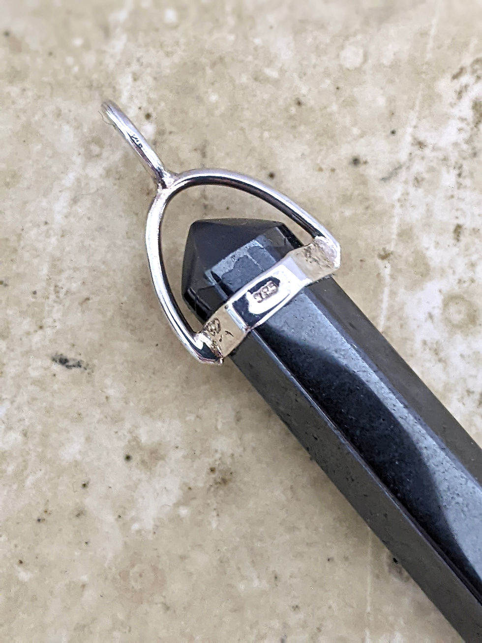 Thumbnail: Hematite Double Terminated Generator Pendant 925 Sterling Silver Top