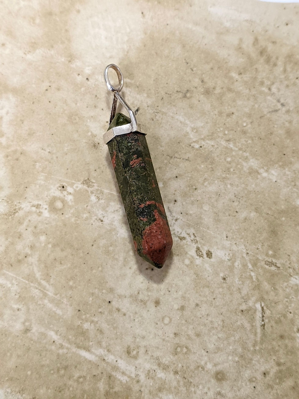 Thumbnail: Unakite Double Terminated Generator Pendant 925 Sterling Silver Top