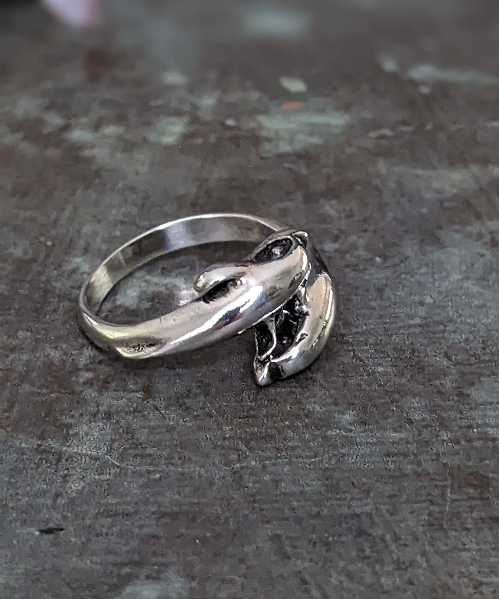 Thumbnail: Small Dolphin Pair Ring Solid 925 Sterling Silver 2.8g Size 5.5 or K1/2