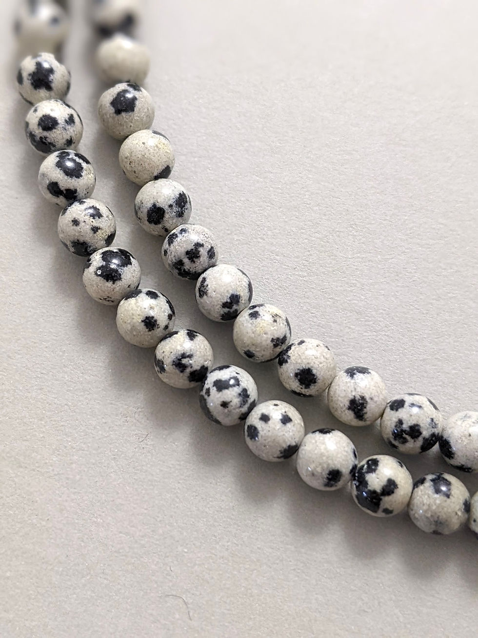 Thumbnail: Dalmatian Jasper Minimalist Necklace Choker 4mm Natural Gem Beads Single Strand