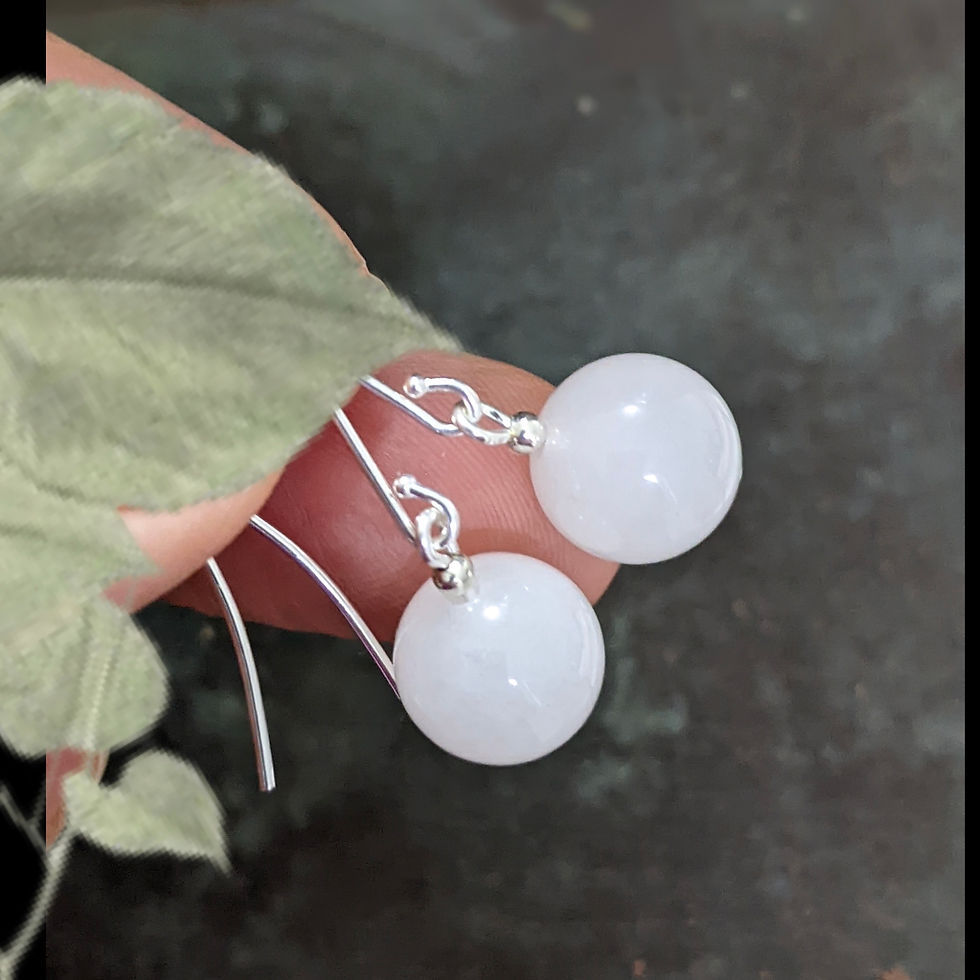 Thumbnail: Snow Quartz Earrings 10mm Bead Crystal Gem Sleek Silver Tone Hooks