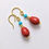 Thumbnail: Red Crystal Pearl Earrings Teardrop Swarovski Bead Gold Tone Hooks AUS Made