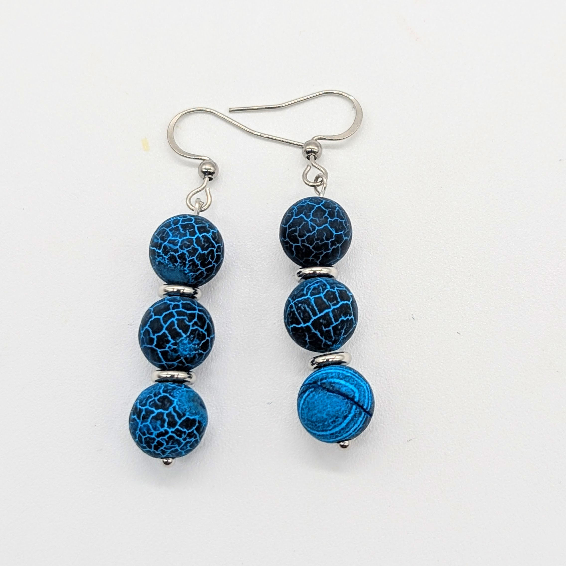 Dragon Fire Veins Agate Drop Earrings (Small Batch)