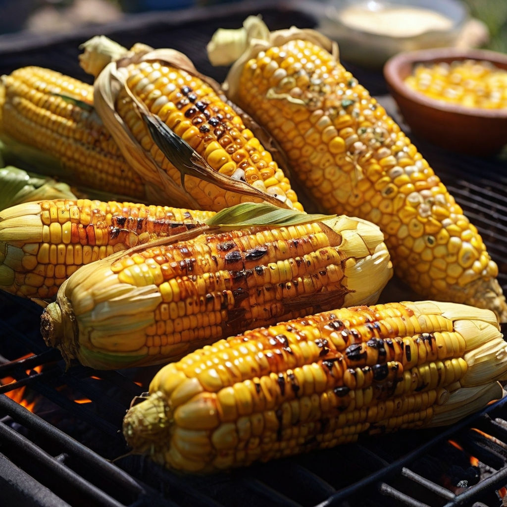 Grilled half-corn
