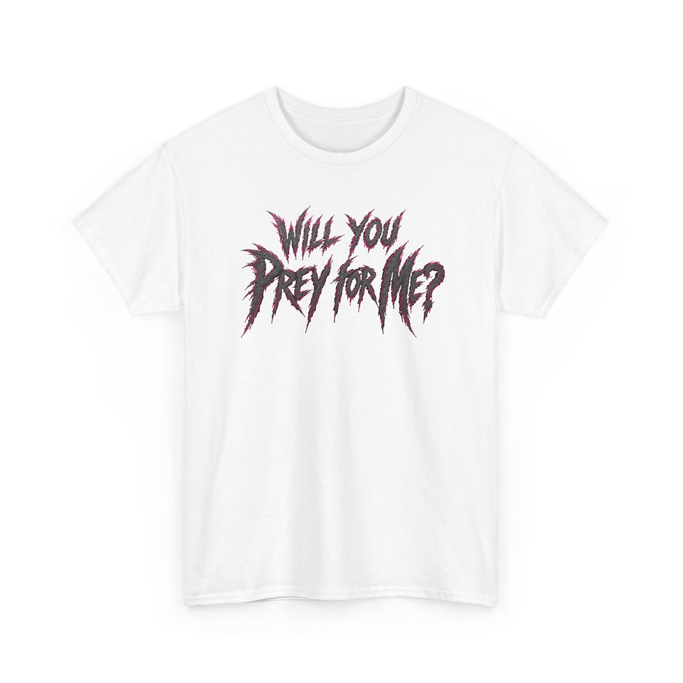 Thumbnail: Will You Prey for Me? Graphic Tee — Horror Gothic Band-Style Shirt