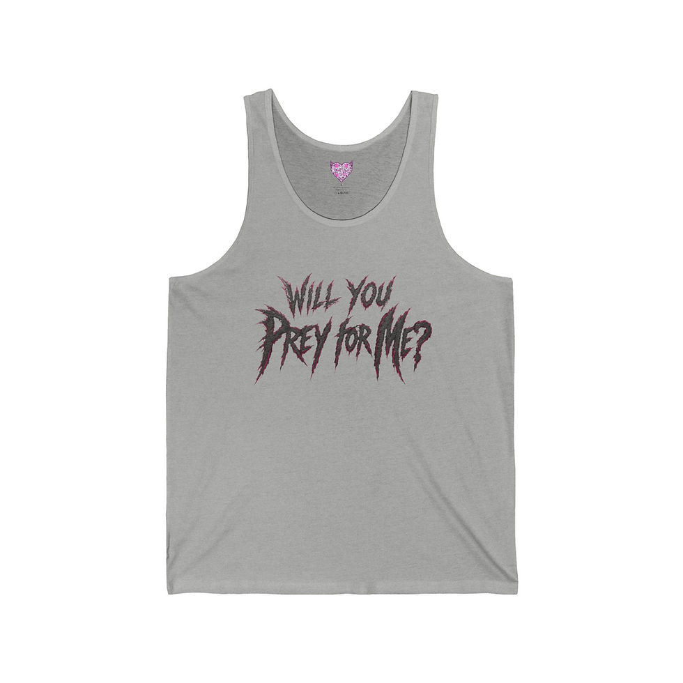 Thumbnail: Will You Prey For Me? Tank Top — Gothic Horror Graphic Tank