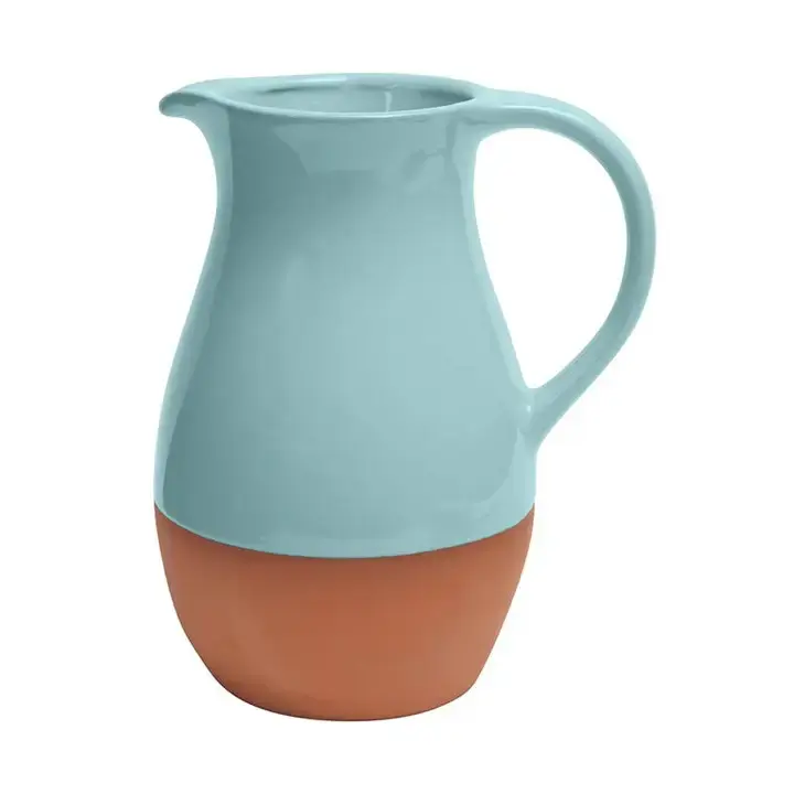 Sintra Glazed Terracotta Jug - Duck Egg Blue