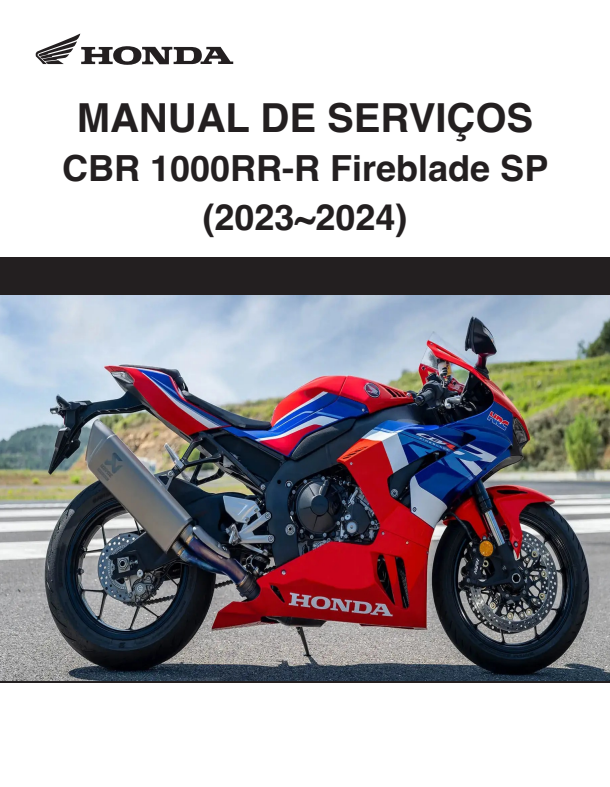 Capa do manual de serviço CBR 1000RR-R Fireblade SP 2023 2024 em PDF