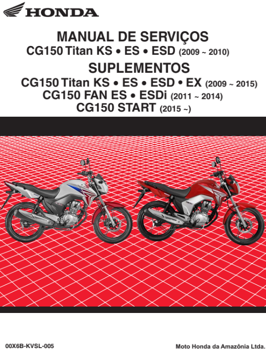 Manual de Serviço Honda CG 150 Titan/Fan KS ES ESD EX 2009-2015 - PDF