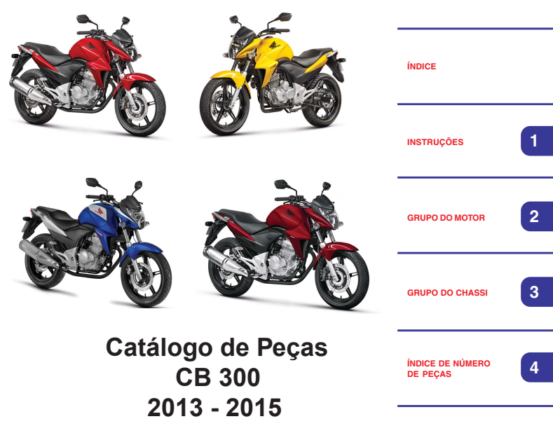 Capa do catálogo de peças Honda CB 300R-RA 2013 a 2015 em PDF
