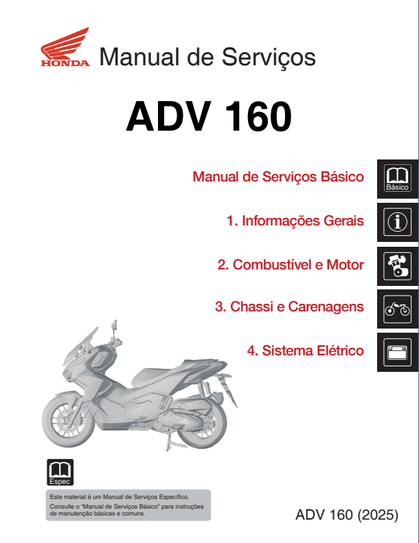 Manual de Serviços Honda ADV 160 2025 - PDF