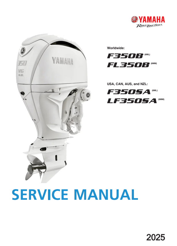 Manual de Serviço Yamaha Motor de Popa F350B FL350B F350SA LF350SA 2025 - PDF
