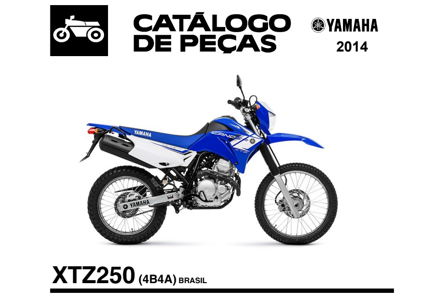 Capa do catálogo de peças Yamaha XTZ 250 Lander 2014 em PDF