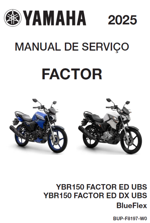 Manual de Serviços Yamaha YBR 150 Factor STD-DX 2025 - PDF