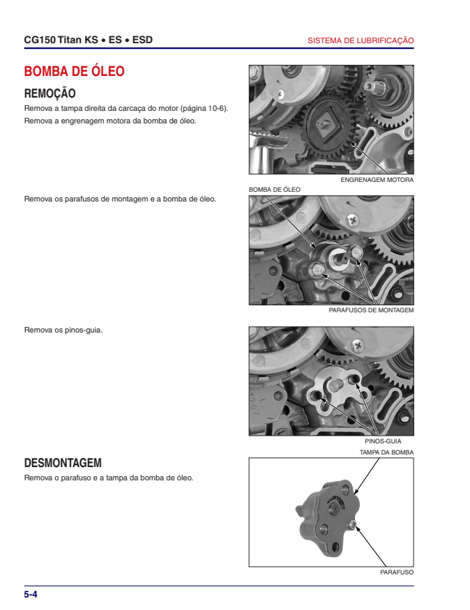 Miniatura: Página interna do manual Honda CG 150 2009 a 2015 com procedimentos técnicos