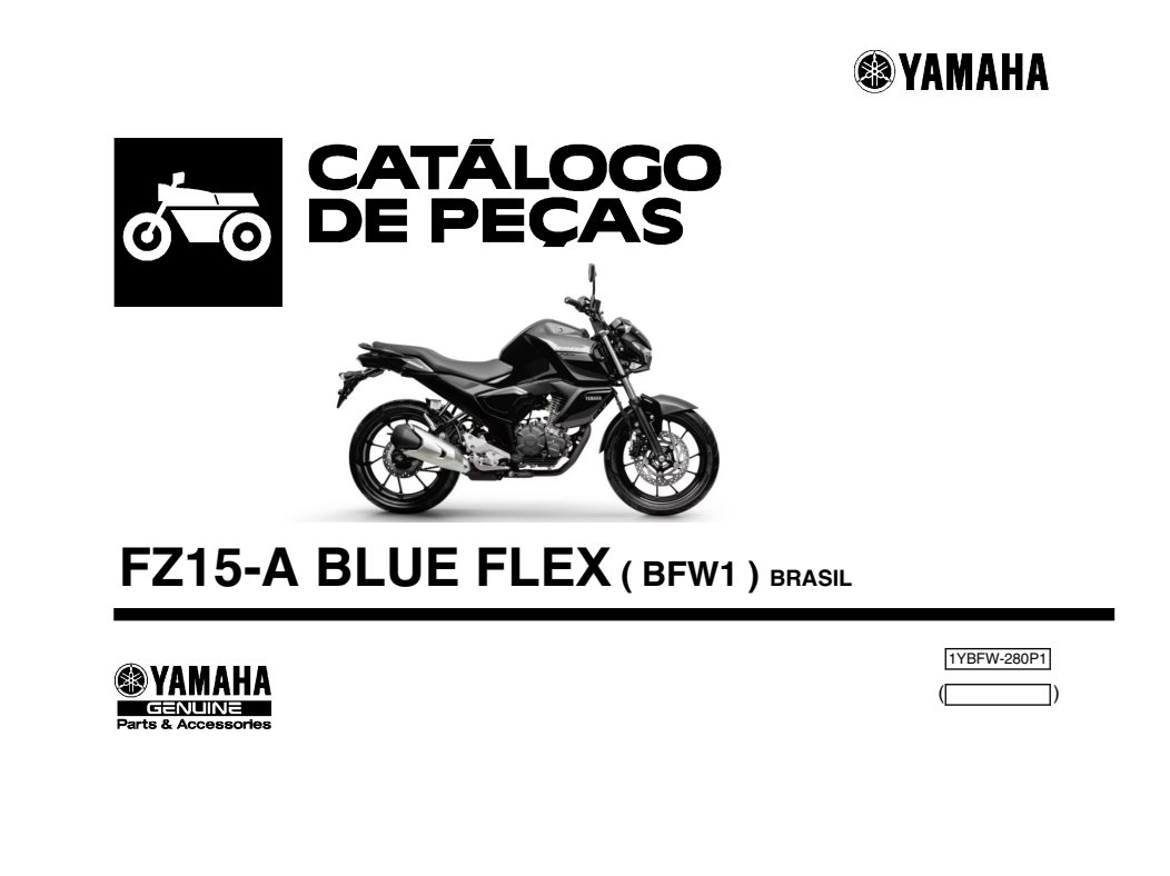 Capa do catálogo de peças Yamaha FZ15 Fazer 150 Blueflex 2025 em PDF