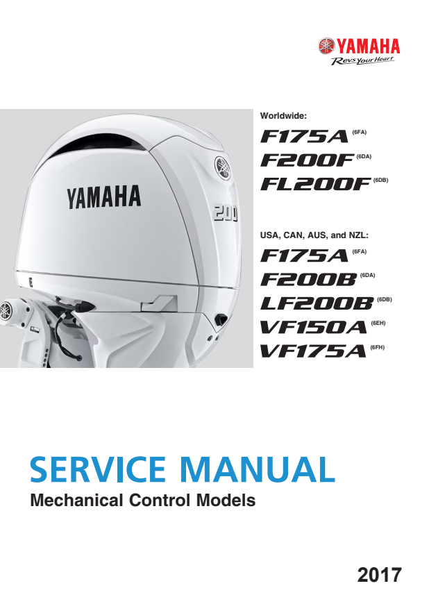 Manual de Serviço Yamaha Motor de Popa F175A F200F F200B VF150A VF175A - PDF