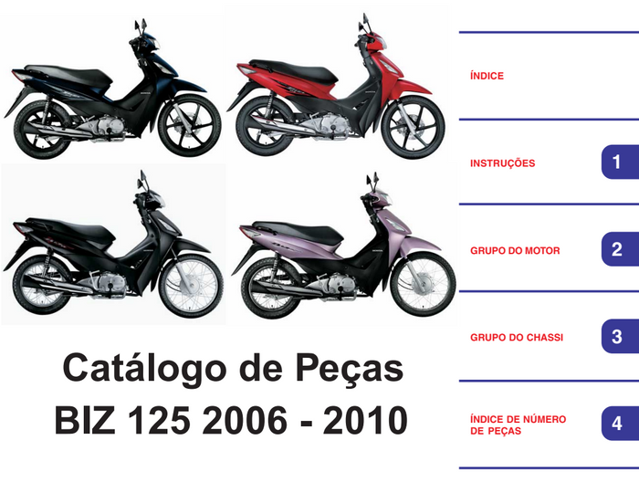 Catálogo de Peças Honda Biz 125 KS ES  Biz 125 + 2006 - 2010  - PDF
