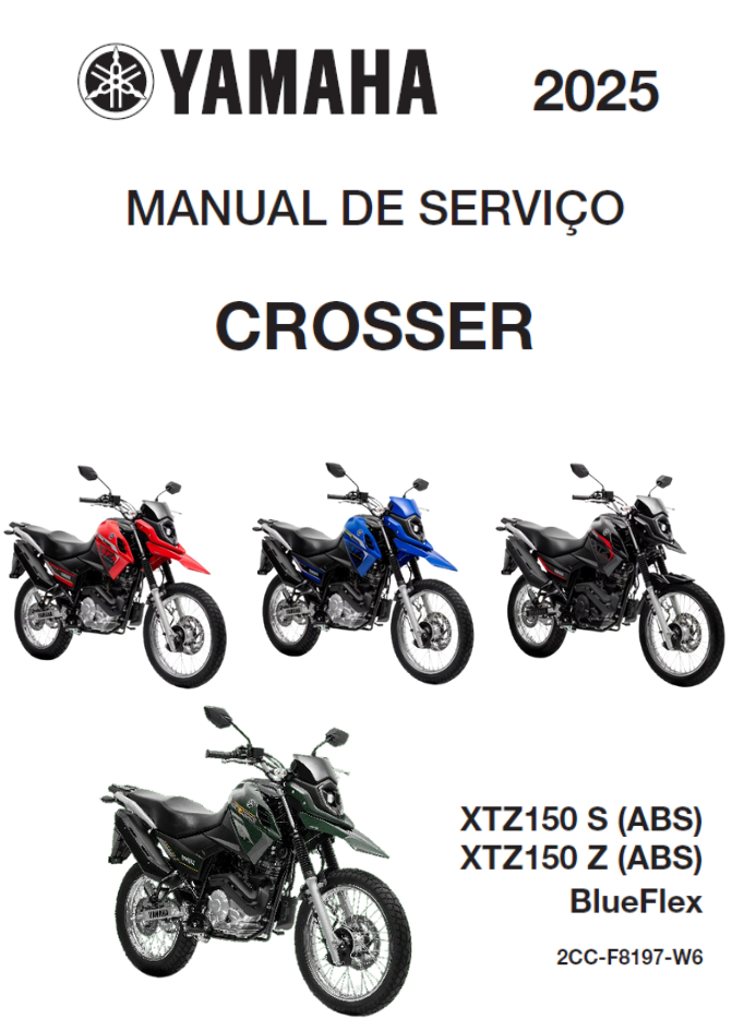 Manual de Serviço Yamaha XTZ150 CROSSER S/Z ABS BlueFlex 2025