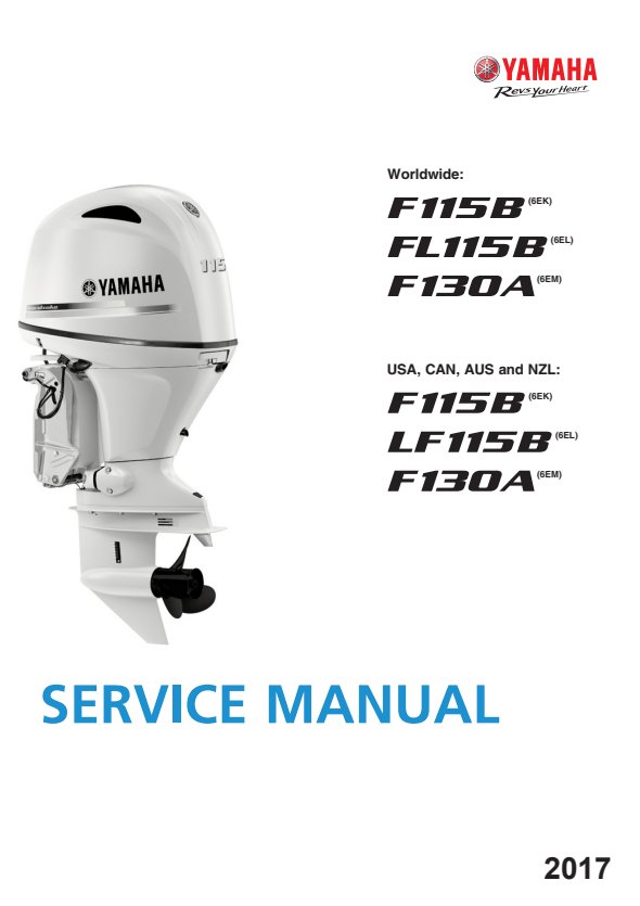 Manual de Serviço Yamaha Motor de Popa F115B FL115B LF115B F130A 2017 - PDF