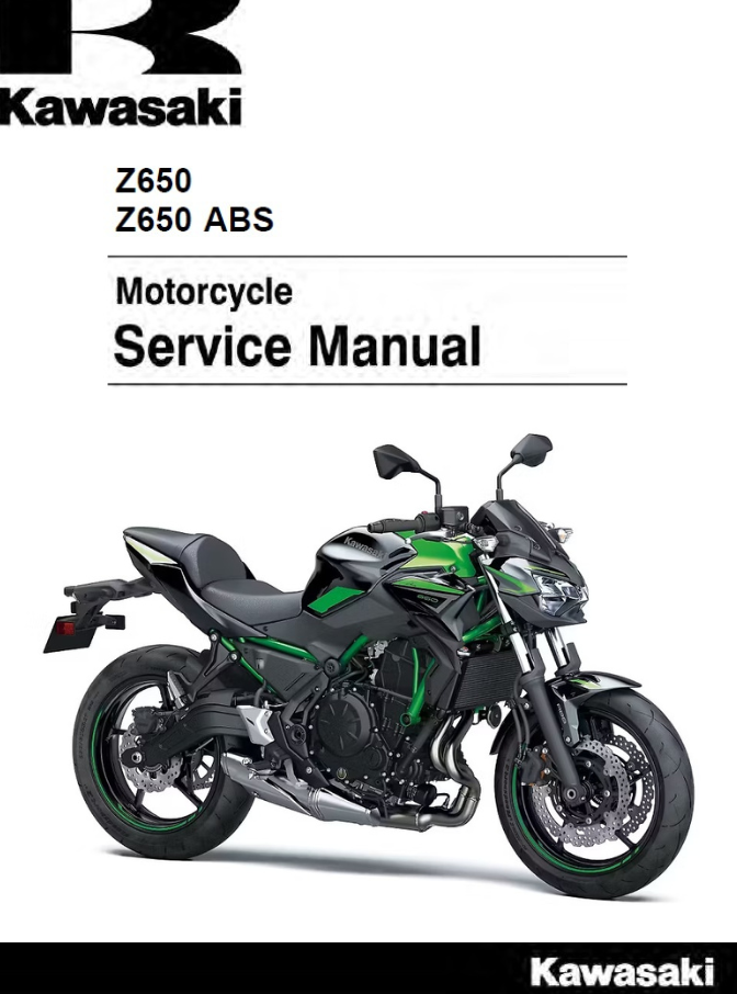 Capa do manual de serviço Kawasaki Z650 ABS 2016 em PDF