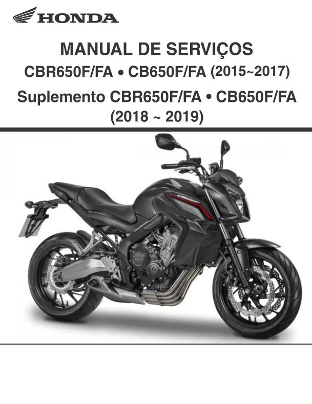 Capa do manual de serviço Honda CB 650F - CBR 650F 2015 a 2019 em PDF
