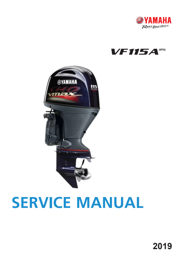 Manual de Serviço Yamaha Motor de Popa VF115A V MAX SHO 2019 - PDF (Inglês)