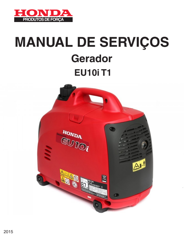 Manual de Serviço Gerador Honda EU10i T1 2015 - PDF