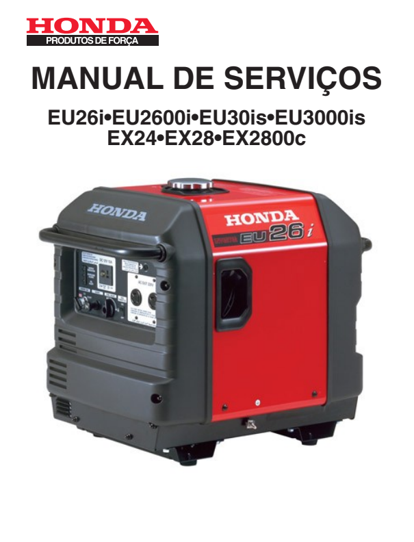 Manual de Serviço Gerador Honda EU26i EU2600i EU30is EU3000is EX24 EX2800c - PDF