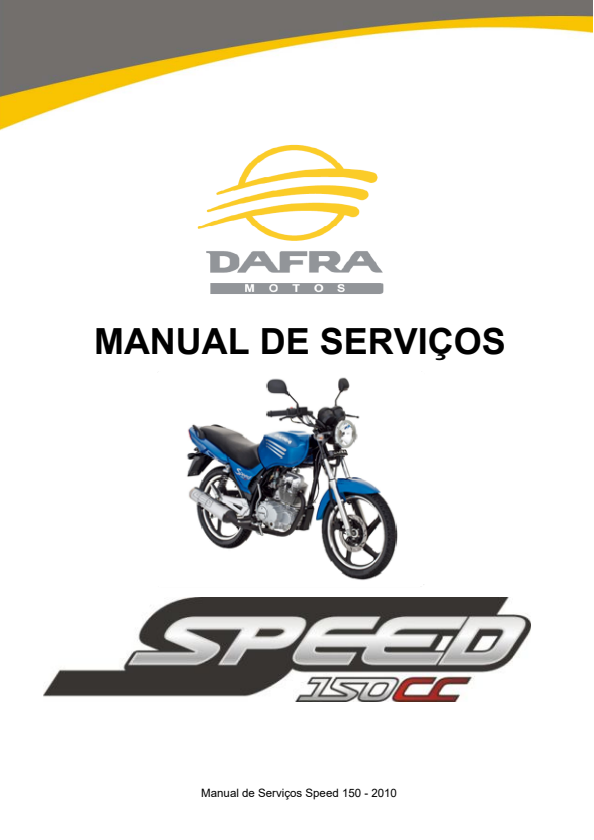 Capa do manual de serviço Dafra Speed 150 2010 em PDF
